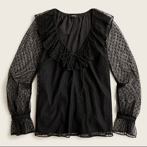 NWOT JCrew Clip Dot Black Blouse